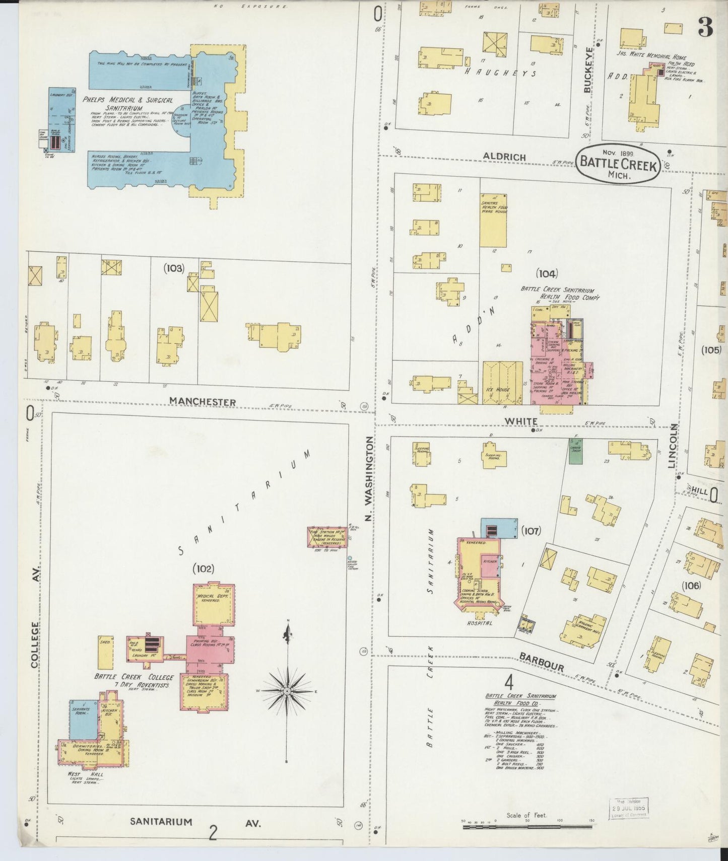 Sanborn Fire Insurance Map from Battle Creek, Calhoun County, Michigan (1899), Sheet #0003 - Historic Sanborn Fire Insurance Map Print, vintage old map wall art, antique decor, genealogy gift, Michigan Michigan map