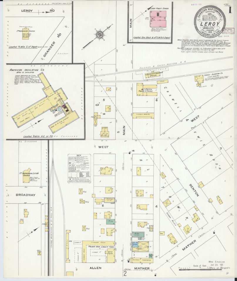 Sanborn Fire Insurance Map from Le Roy, Mower County, Minnesota. (1910) – Map View