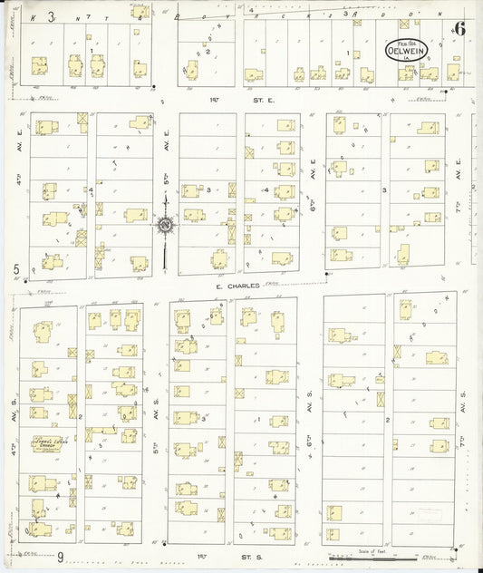 Sanborn Fire Insurance Map from Oelwein, Fayette County, Iowa (1914), Sheet #0006 - Historic Sanborn Fire Insurance Map Print, vintage old map wall art