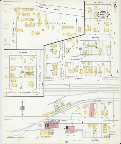 Sanborn Fire Insurance Map from Dodge City, Ford County, Kansas (1918), Sheet #0005 - Complete Map Set gallery image, historic Sanborn map, vintage wall art, Kansas Kansas