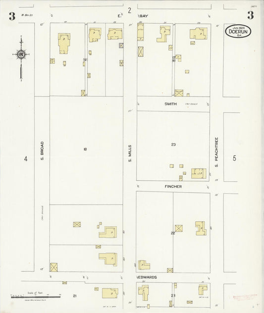 Sanborn Fire Insurance Map from Doerun, Colquitt County, Georgia (1924), Sheet #0003 - Historic Sanborn Fire Insurance Map Print, vintage old map wall art, antique decor, genealogy gift, Georgia Georgia map