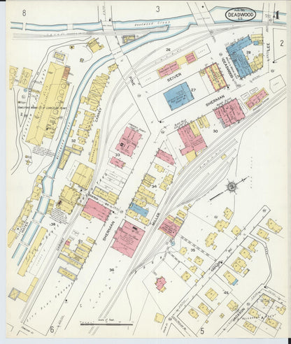 Sanborn Fire Insurance Map from Deadwood, Lawrence County, South Dakota (1915), Sheet #0004 - Complete Map Set gallery image, historic Sanborn map, vintage wall art, South Dakota South Dakota