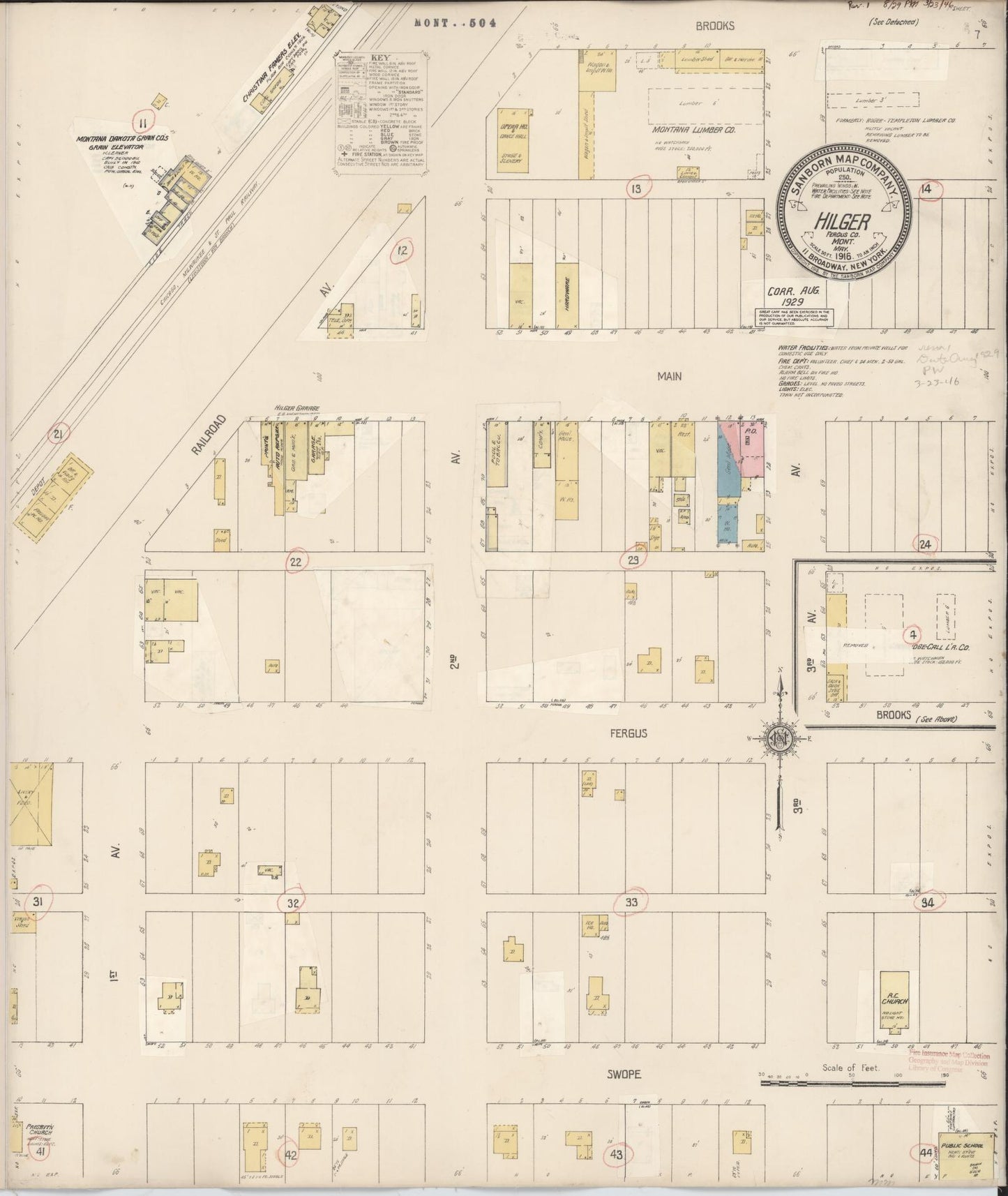 Sanborn Fire Insurance Map from Hilger, Fergus County, Montana (1929), Sheet #0001 - Historic Sanborn Fire Insurance Map Print, vintage old map wall art, antique decor, genealogy gift, Montana Montana map