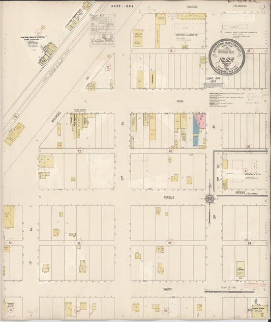 Sanborn Fire Insurance Map from Hilger, Fergus County, Montana (1929), Sheet #0001 - Historic Sanborn Fire Insurance Map Print, vintage old map wall art, antique decor, genealogy gift, Montana Montana map