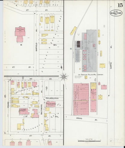 Sanborn Fire Insurance Map from Middletown, Butler County, Ohio (1901), Sheet #0015 - Complete Map Set gallery image, historic Sanborn map, vintage wall art, Ohio Ohio