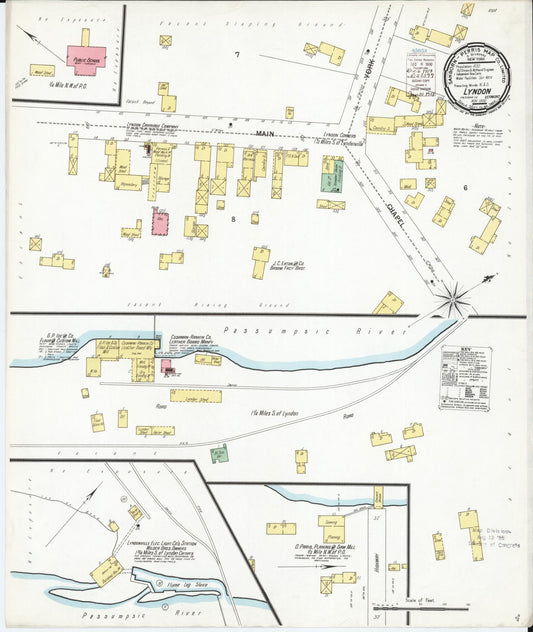 Sanborn Fire Insurance Map from Lyndon, Caledonia County, Vermont (1900), Sheet #0001 - Historic Sanborn Fire Insurance Map Print, vintage old map wall art, antique decor, genealogy gift, Vermont Vermont map