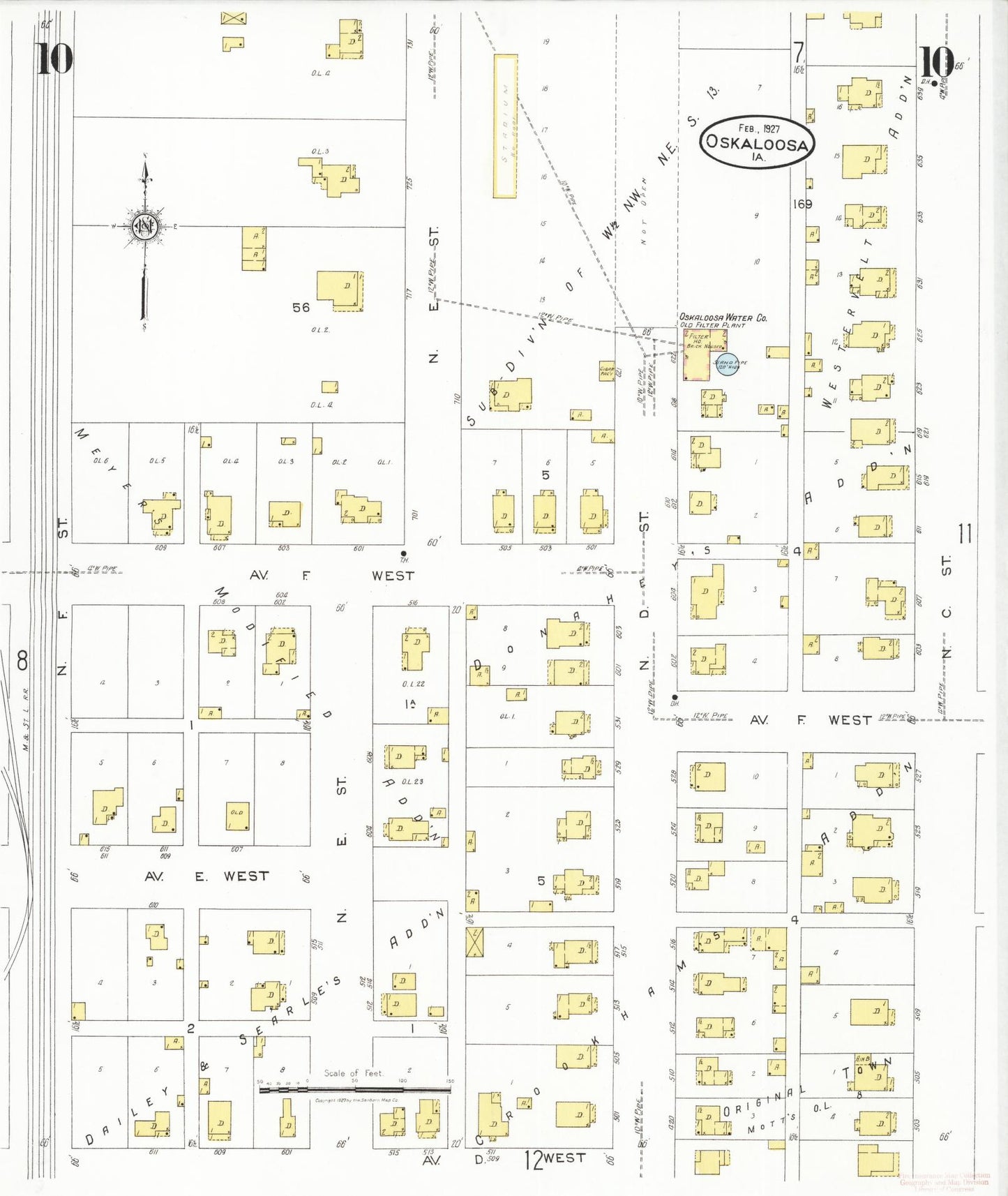 Sanborn Fire Insurance Map from Oskaloosa, Mahaska County, Iowa (1927), Sheet #0010 - Historic Sanborn Fire Insurance Map Print