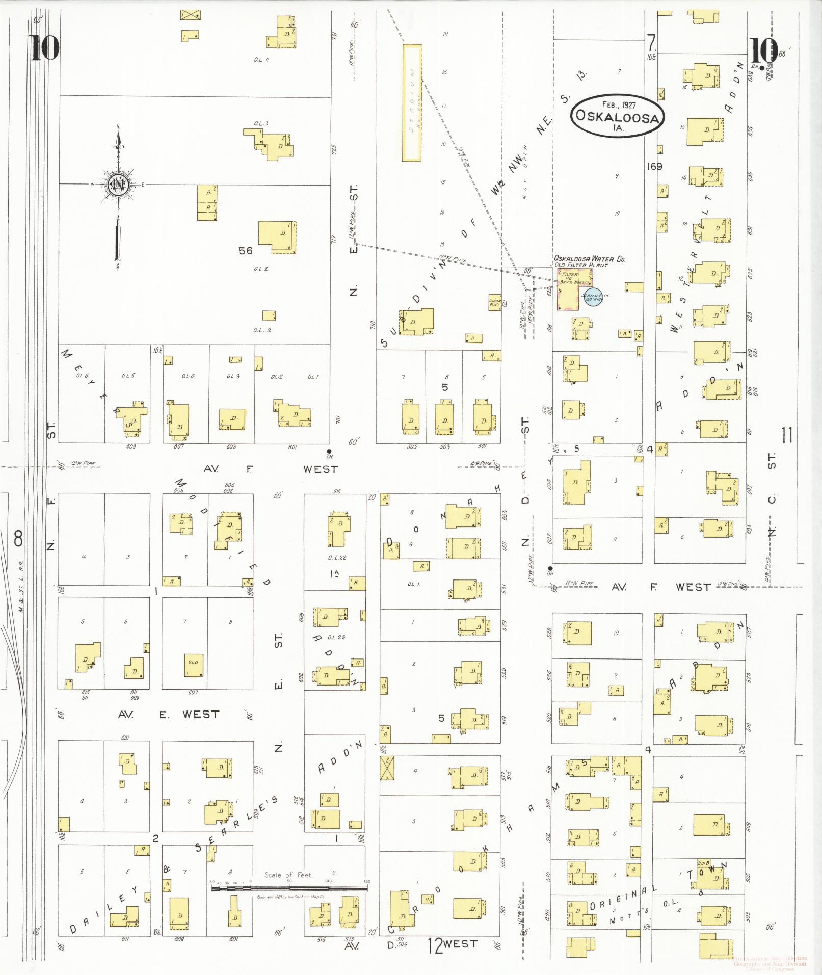 Sanborn Fire Insurance Map from Oskaloosa, Mahaska County, Iowa (1927), Sheet #0010 - Historic Sanborn Fire Insurance Map Print