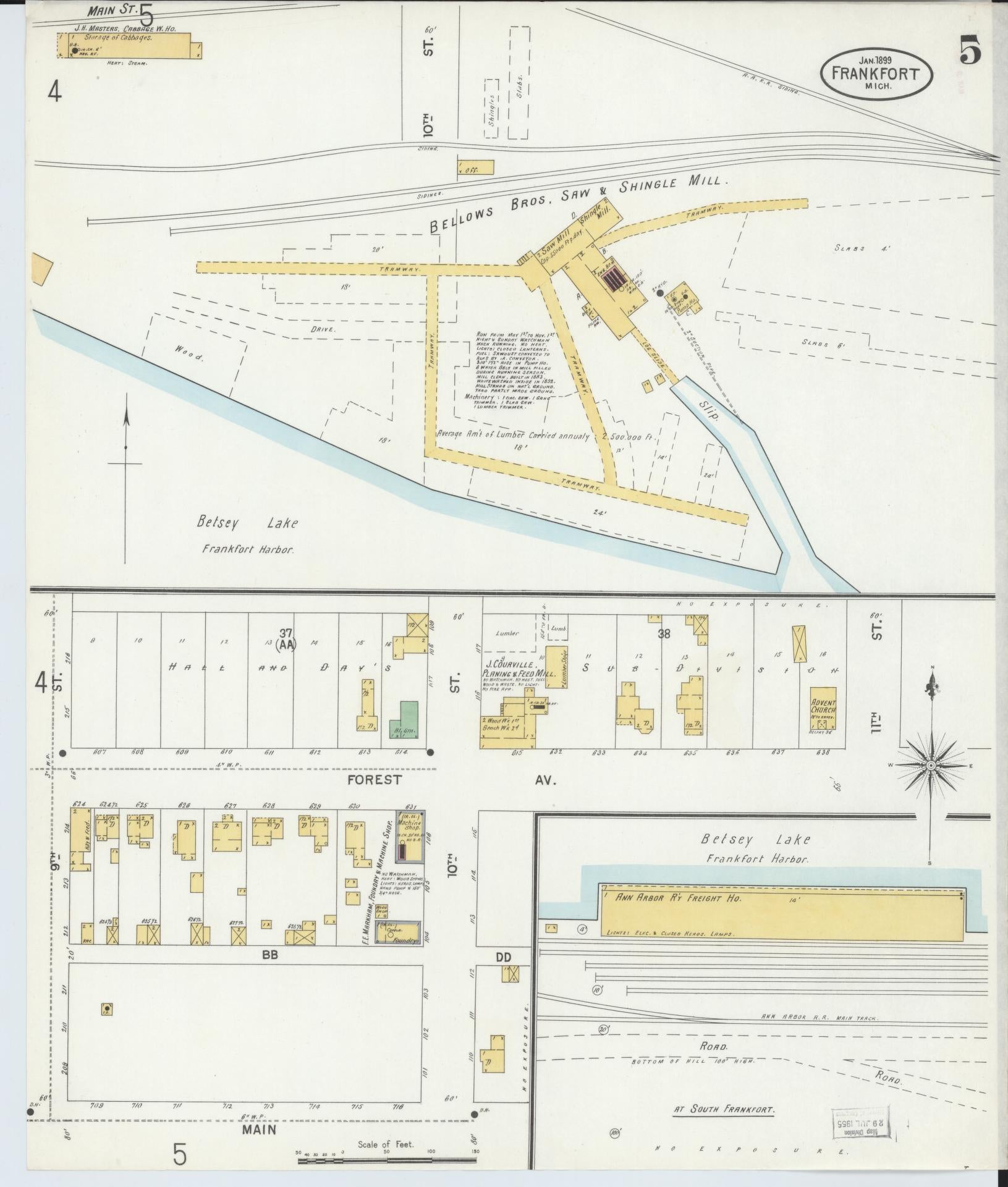 Sanborn Fire Insurance Map from Frankfort, Benzie County, Michigan (1899), Sheet #0005 - Complete Map Set gallery image, historic Sanborn map, vintage wall art, Michigan Michigan