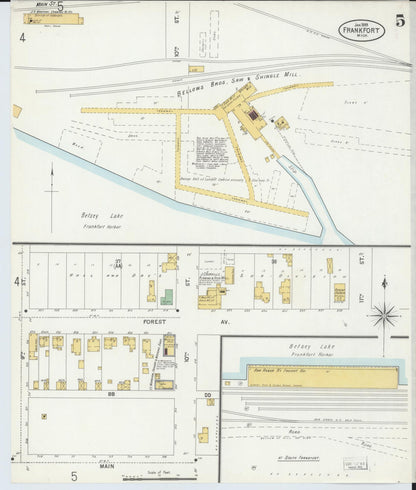 Sanborn Fire Insurance Map from Frankfort, Benzie County, Michigan (1899), Sheet #0005 - Complete Map Set gallery image, historic Sanborn map, vintage wall art, Michigan Michigan