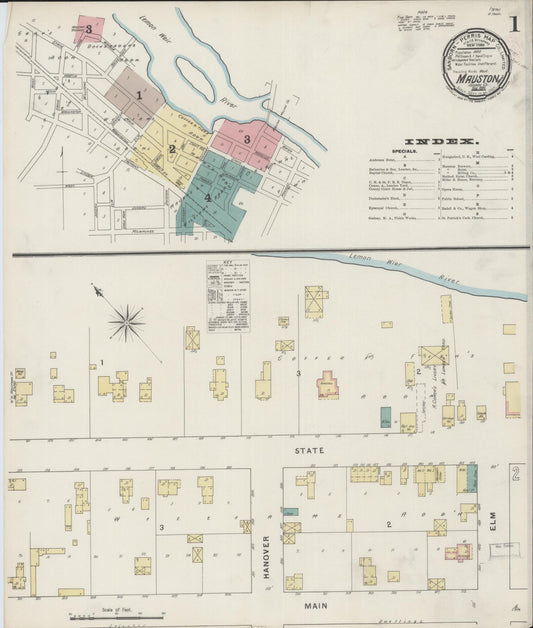 Sanborn Fire Insurance Map from Mauston, Juneau County, Wisconsin (1894), Sheet #0001 - Historic Sanborn Fire Insurance Map Print, vintage old map wall art, antique decor, genealogy gift, Wisconsin Wisconsin map
