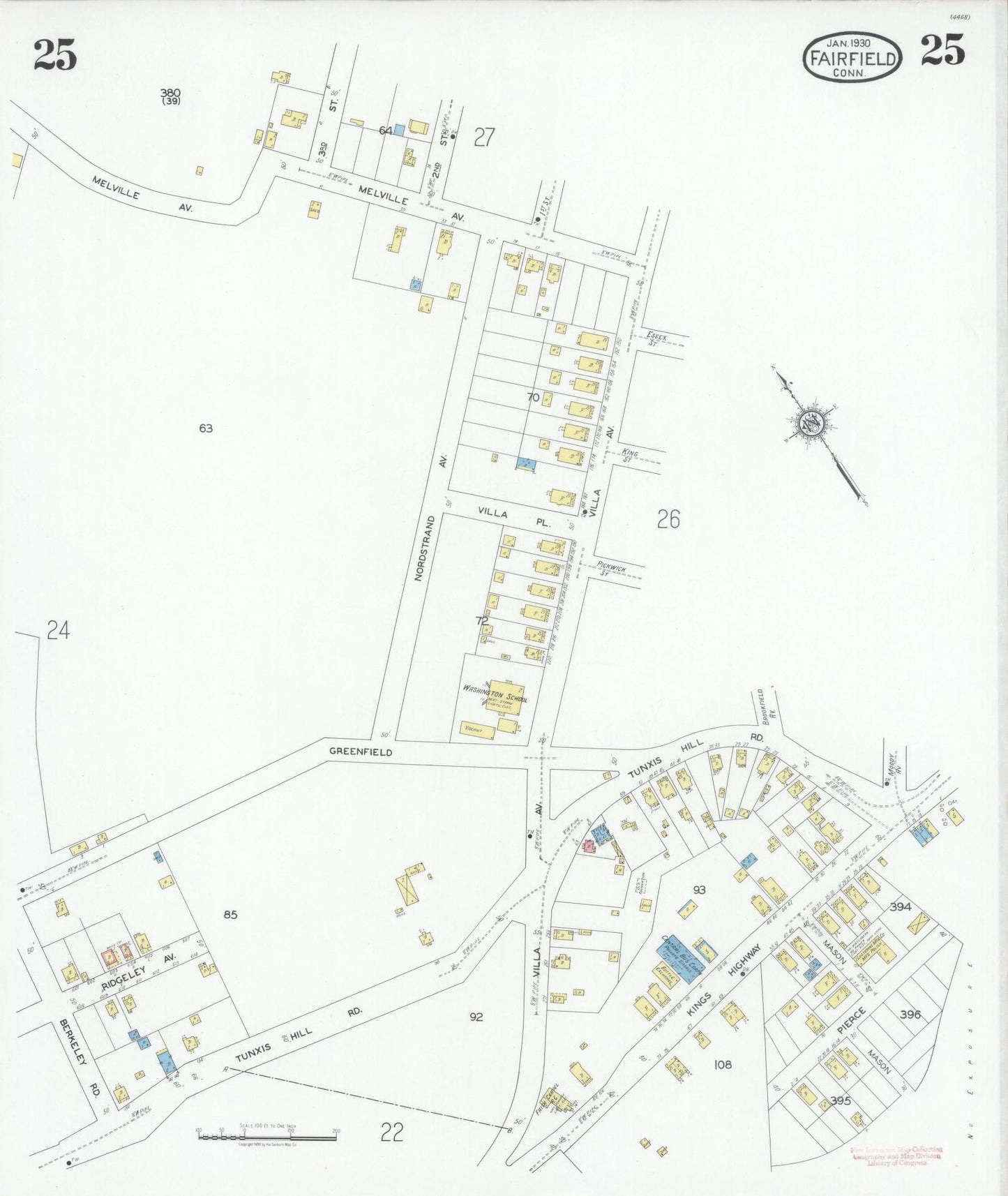 Sanborn Fire Insurance Map from Fairfield, Fairfield County, Connecticut (1930), Sheet #0025 - Complete Map Set gallery image, historic Sanborn map, vintage wall art, Connecticut Connecticut