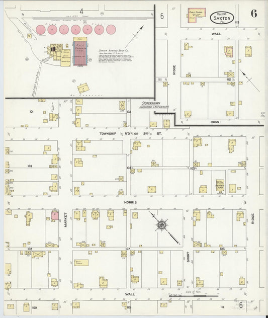 Sanborn Fire Insurance Map from Saxton, Bedford County, Pennsylvania (1911), Sheet #0006 - Historic Sanborn Fire Insurance Map Print, vintage old map wall art, antique decor, genealogy gift, Pennsylvania Pennsylvania map