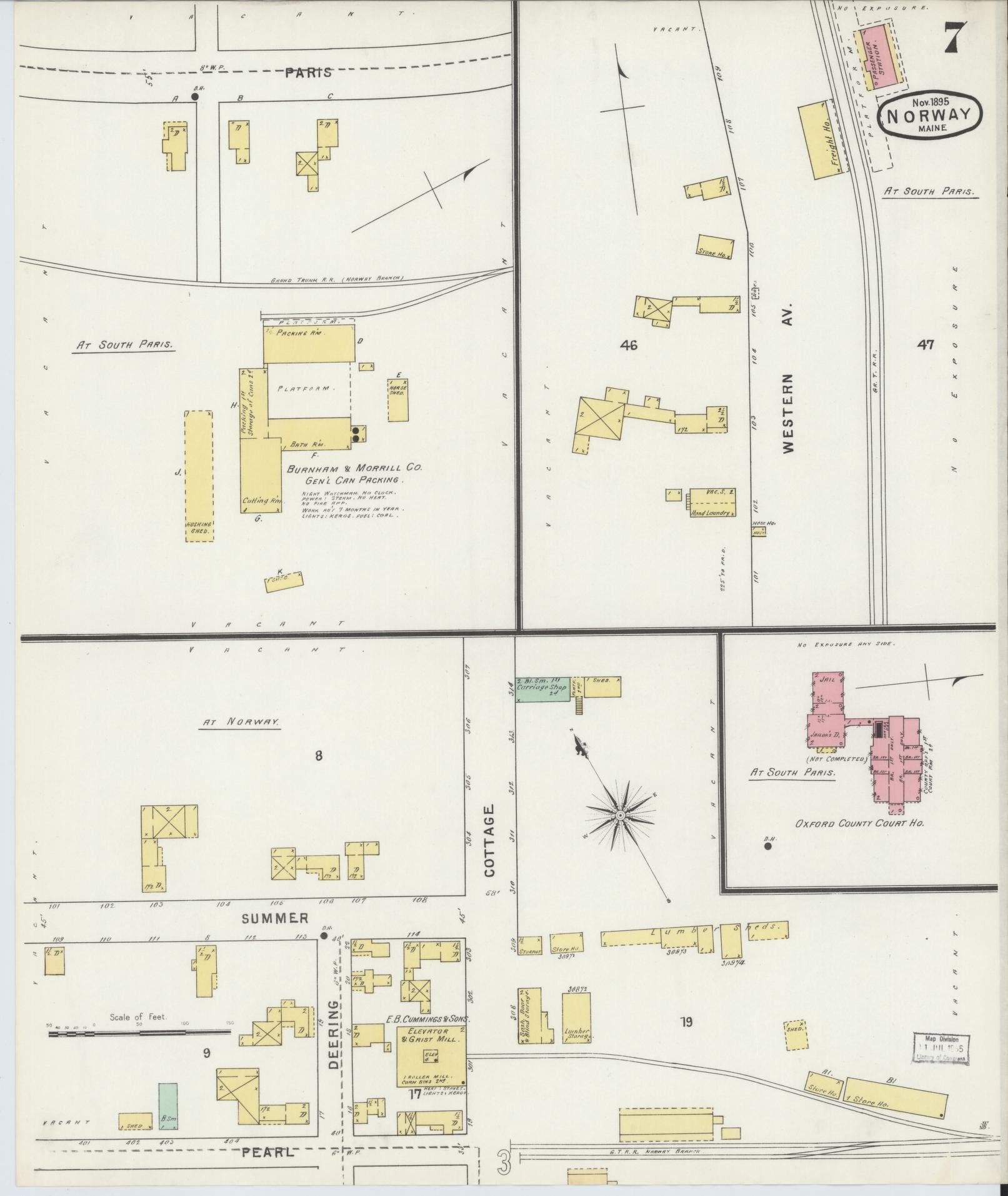 Sanborn Fire Insurance Map from Norway, Oxford County, Maine (1895), Sheet #0007 - Complete Map Set gallery image, historic Sanborn map, vintage wall art, Maine Maine