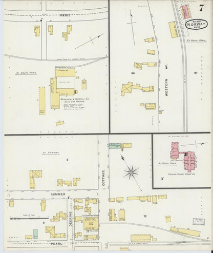 Sanborn Fire Insurance Map from Norway, Oxford County, Maine (1895), Sheet #0007 - Complete Map Set gallery image, historic Sanborn map, vintage wall art, Maine Maine