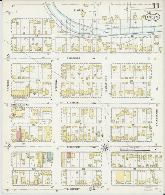 Sanborn Fire Insurance Map from Aspen, Pitkin County, Colorado (1898), Sheet #0011 - Historic Sanborn Fire Insurance Map Print, vintage old map wall art, antique decor, genealogy gift, Colorado Colorado map