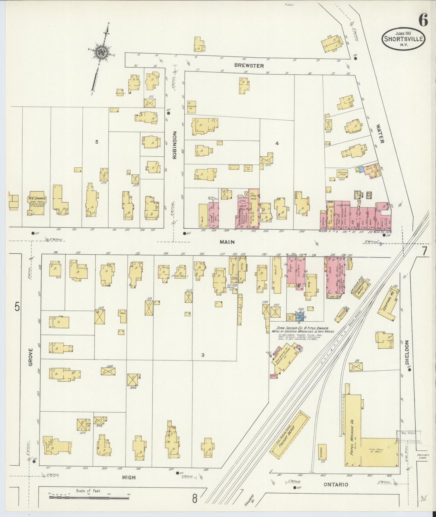 Sanborn Fire Insurance Map from Shortsville, Ontario County, New York. (1911), Sheet 6 – Historic Sanborn Fire Insurance Map Print