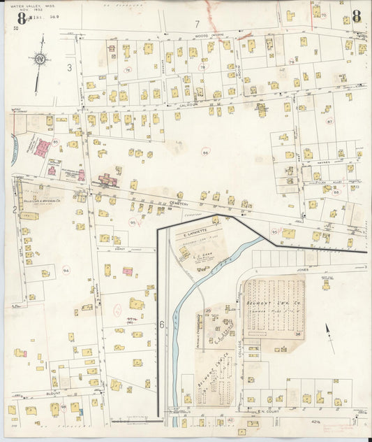 Sanborn Fire Insurance Map from Water Valley, Yalobusha County, Mississippi (1940), Sheet #0008 - Historic Sanborn Fire Insurance Map Print, vintage old map wall art, antique decor, genealogy gift, Mississippi Mississippi map