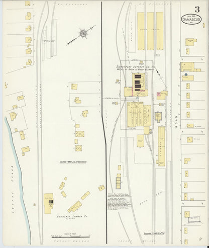 Sanborn Fire Insurance Map from Damascus, Washington County, Virginia (1913), Sheet #0003 - Complete Map Set gallery image, historic Sanborn map, vintage wall art, Virginia Virginia