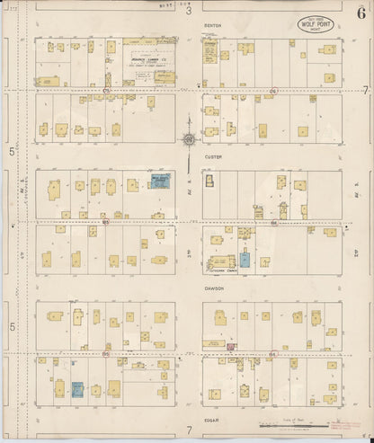 Sanborn Fire Insurance Map from Wolf Point, Roosevelt County, Montana (1930), Sheet #0006 - Complete Map Set gallery image, historic Sanborn map, vintage wall art, Montana Montana
