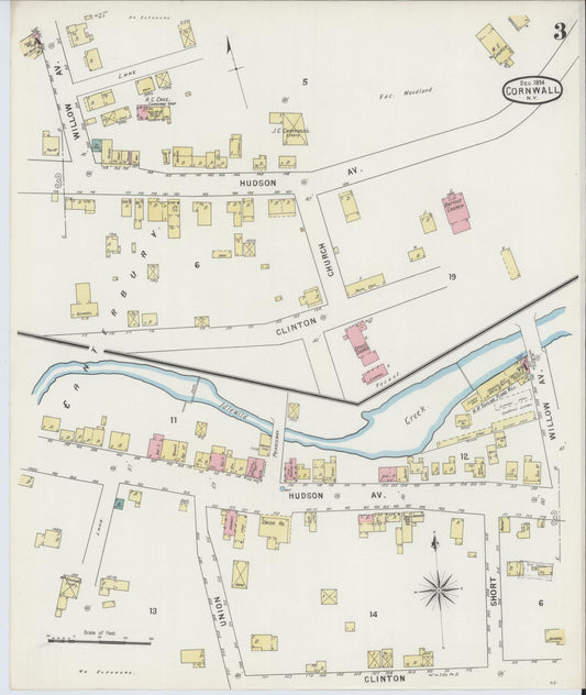 Sanborn Fire Insurance Map from Cornwall, Orange County, New York (1894), Sheet #0003 - Historic Sanborn Fire Insurance Map Print, vintage old map wall art, antique decor, genealogy gift, New York New York map