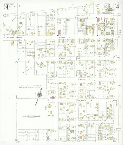 Sanborn Fire Insurance Map from Rosenberg, Fort Bend County, Texas (1942), Sheet #0004 - Complete Map Set gallery image, historic Sanborn map, vintage wall art, Texas Texas