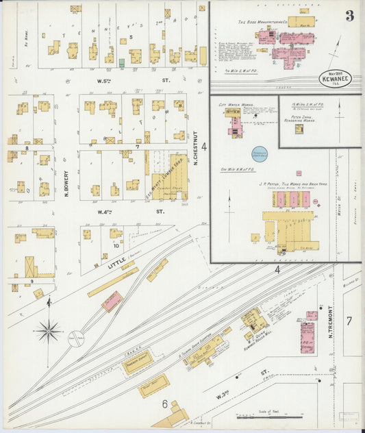Sanborn Fire Insurance Map from Kewanee, Henry County, Illinois (1899), Sheet #0003 - Historic Sanborn Fire Insurance Map Print, vintage old map wall art, antique decor, genealogy gift, Illinois Illinois map