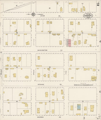 Sanborn Fire Insurance Map from Newport, Pend Orielle County, Washington (1912), Sheet #0002 - Complete Map Set gallery image, historic Sanborn map, vintage wall art, Washington Washington