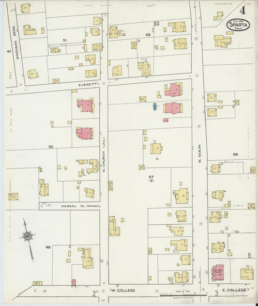 Sanborn Fire Insurance Map from Sparta, White County, Tennessee (1921), Sheet #0004 - Historic Sanborn Fire Insurance Map Print, vintage old map wall art, antique decor, genealogy gift, Tennessee Tennessee map