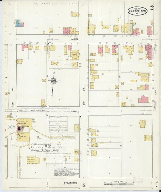 Sanborn Fire Insurance Map from Carrollton, Carroll County, Kentucky (1917), Sheet #0002 - Historic Sanborn Fire Insurance Map Print, vintage old map wall art, antique decor, genealogy gift, Kentucky Kentucky map
