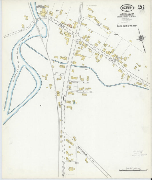 Sanborn Fire Insurance Map from Barre, Washington County, Vermont (1916), Sheet #0026 - Historic Sanborn Fire Insurance Map Print, vintage old map wall art, antique decor, genealogy gift, Vermont Vermont map