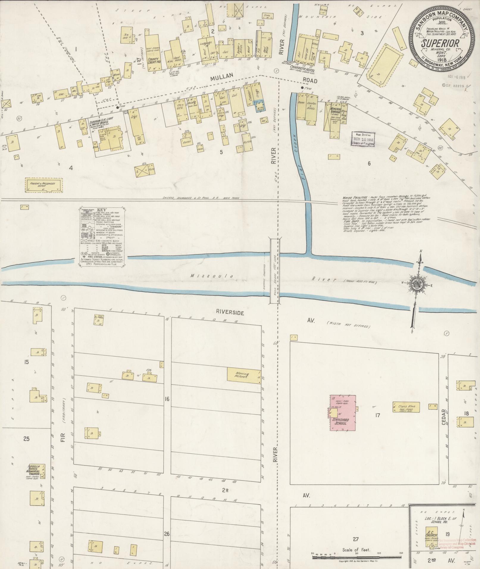 Sanborn Fire Insurance Map from Superior, Mineral County, Montana (1918), Sheet #0001 - Historic Sanborn Fire Insurance Map Print, vintage old map wall art, antique decor, genealogy gift, Montana Montana map