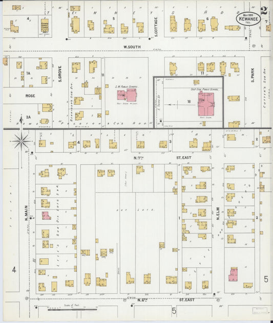 Sanborn Fire Insurance Map from Kewanee, Henry County, Illinois (1899), Sheet #0002 - Historic Sanborn Fire Insurance Map Print, vintage old map wall art, antique decor, genealogy gift, Illinois Illinois map