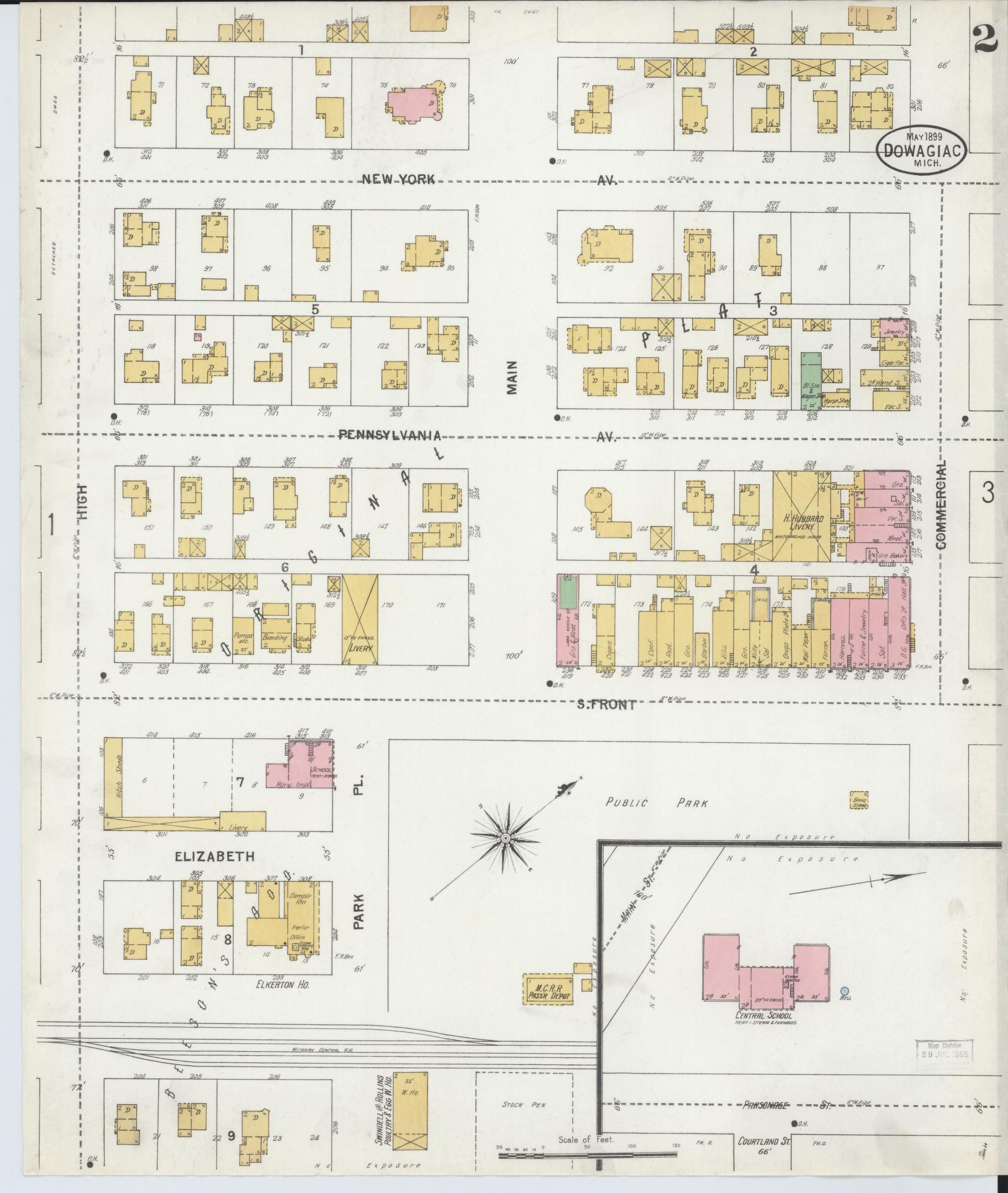 Sanborn Fire Insurance Map from Dowagiac, Cass County, Michigan (1899), Sheet #0002 - Complete Map Set gallery image, historic Sanborn map, vintage wall art, Michigan Michigan