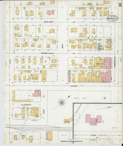 Sanborn Fire Insurance Map from Dowagiac, Cass County, Michigan (1899), Sheet #0002 - Complete Map Set gallery image, historic Sanborn map, vintage wall art, Michigan Michigan