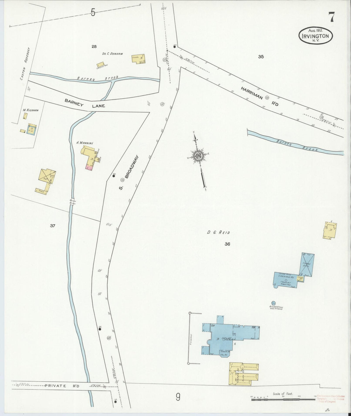 Sanborn Fire Insurance Map from Irvington, Westchester County, New York (1912), Sheet #0007 - Complete Map Set gallery image, historic Sanborn map, vintage wall art, New York New York