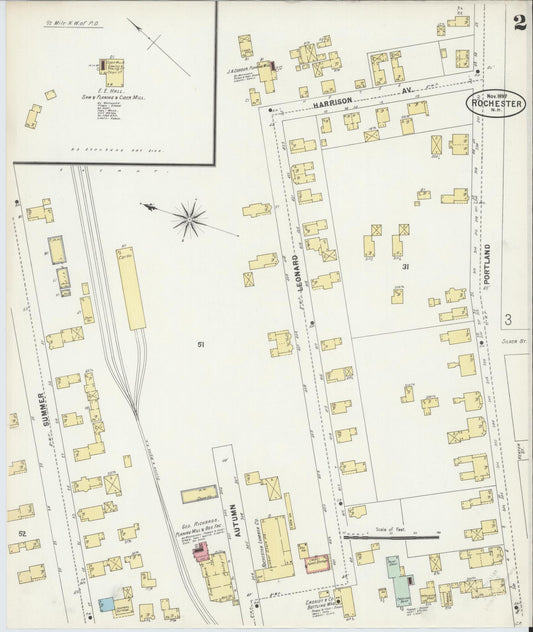Sanborn Fire Insurance Map from Rochester, Strafford County, New Hampshire (1897), Sheet #0002 - Historic Sanborn Fire Insurance Map Print, vintage old map wall art, antique decor, genealogy gift, New Hampshire New Hampshire map