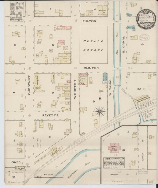 Sanborn Fire Insurance Map from Augusta, Kalamazoo County, Michigan (1884), Sheet #0001 - Historic Sanborn Fire Insurance Map Print, vintage old map wall art, antique decor, genealogy gift, Michigan Michigan map