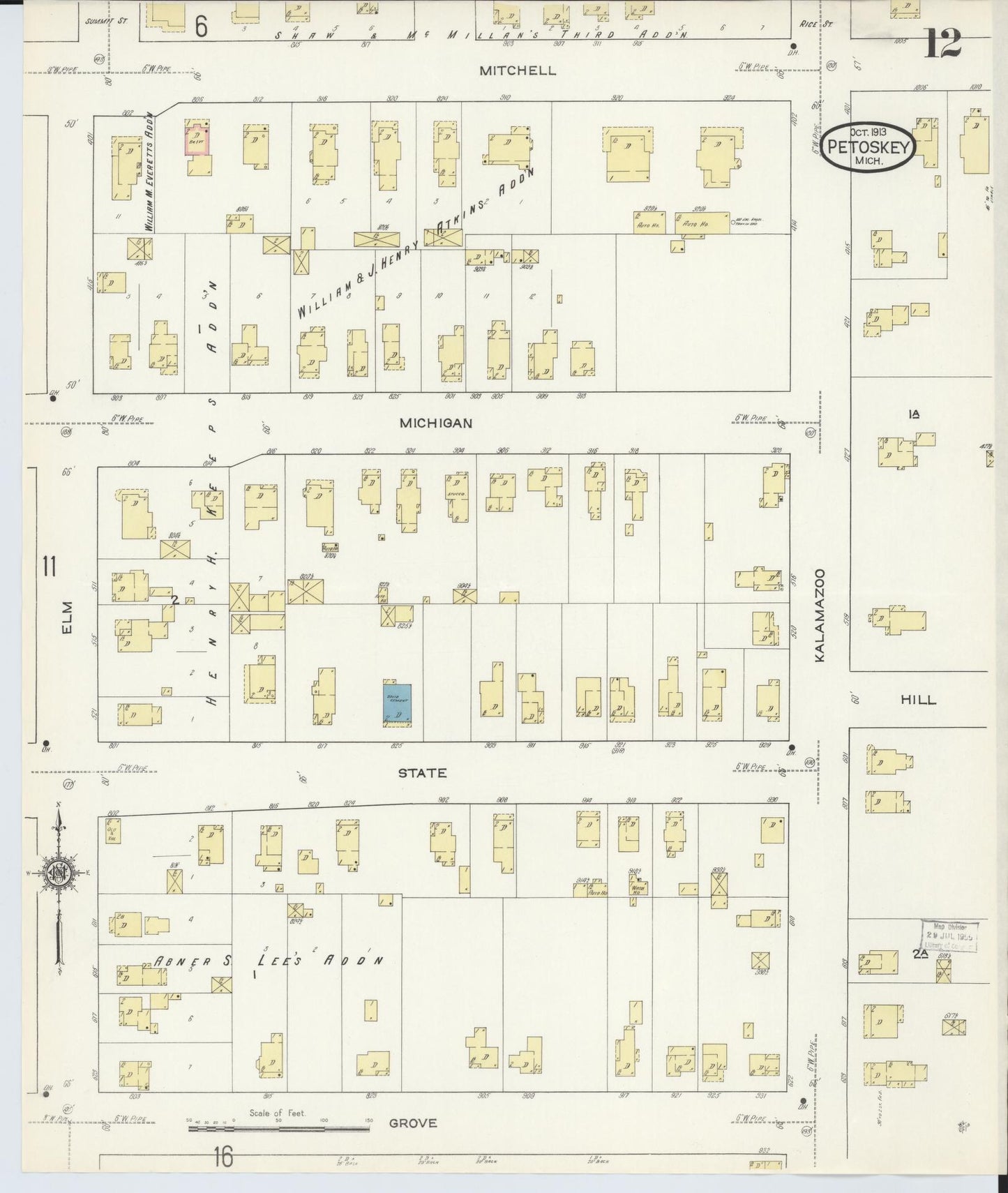 Sanborn Fire Insurance Map from Petoskey, Emmet County, Michigan (1913), Sheet #0012 - Complete Map Set gallery image, historic Sanborn map, vintage wall art, Michigan Michigan