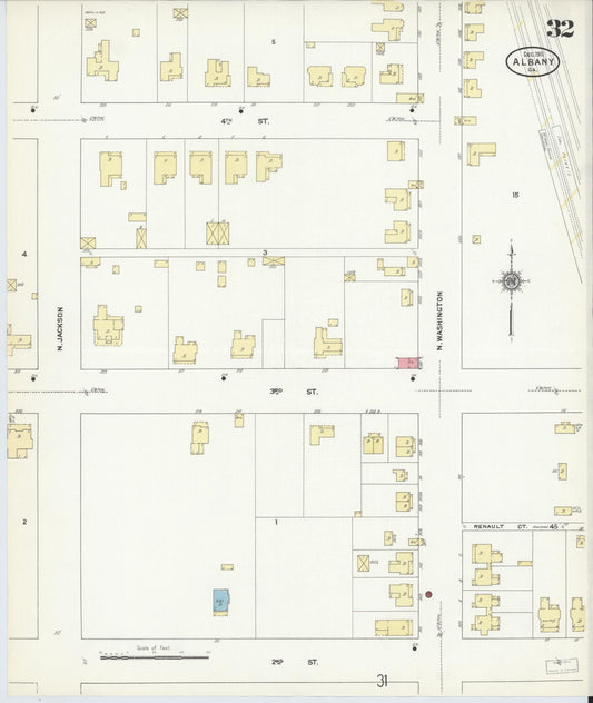 Sanborn Fire Insurance Map from Albany, Dougherty County, Georgia (1911), Sheet #0032 - Historic Sanborn Fire Insurance Map Print, vintage old map wall art, antique decor, genealogy gift, Georgia Georgia map