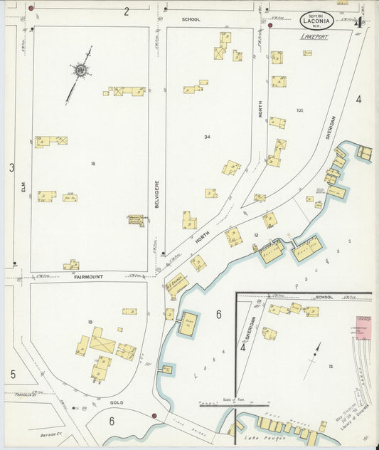 Sanborn Fire Insurance Map from Laconia, Belknap County, New Hampshire (1911), Sheet #0004 - Historic Sanborn Fire Insurance Map Print, vintage old map wall art, antique decor, genealogy gift, New Hampshire New Hampshire map