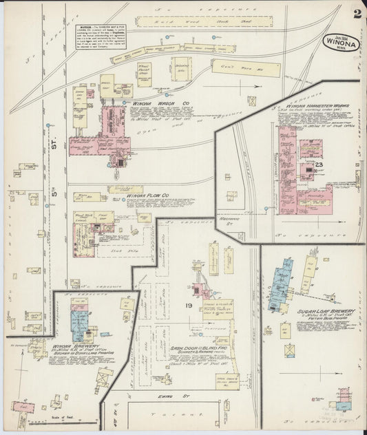 Sanborn Fire Insurance Map from Winona, Winona County, Minnesota (1884), Sheet #0002 - Historic Sanborn Fire Insurance Map Print, vintage old map wall art, antique decor, genealogy gift, Minnesota Minnesota map