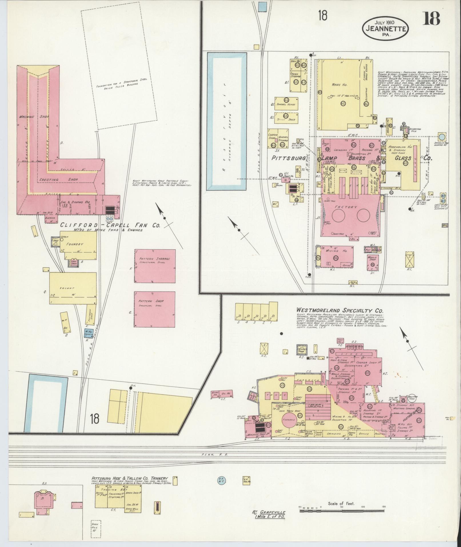 Sanborn Fire Insurance Map from Jeannette, Westmoreland County, Pennsylvania (1910), Sheet #0018 - Complete Map Set gallery image, historic Sanborn map, vintage wall art, Pennsylvania Pennsylvania