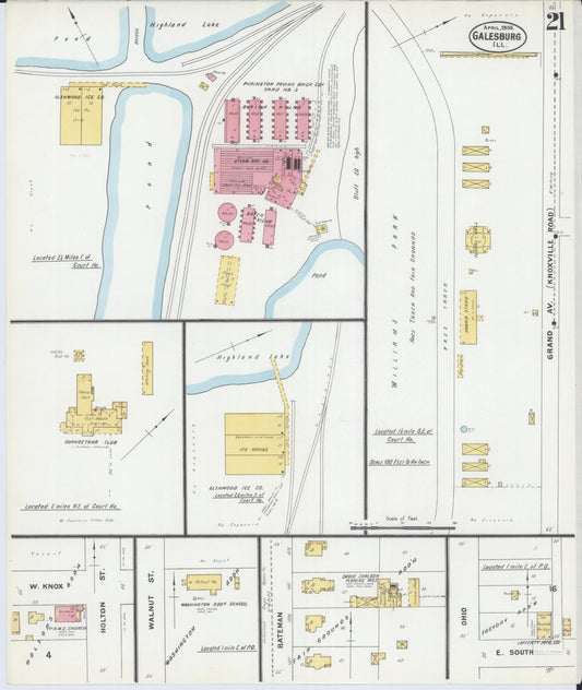 Sanborn Fire Insurance Map from Galesburg, Knox County, Illinois (1906), Sheet #0021 - Historic Sanborn Fire Insurance Map Print, vintage old map wall art, antique decor, genealogy gift, Illinois Illinois map