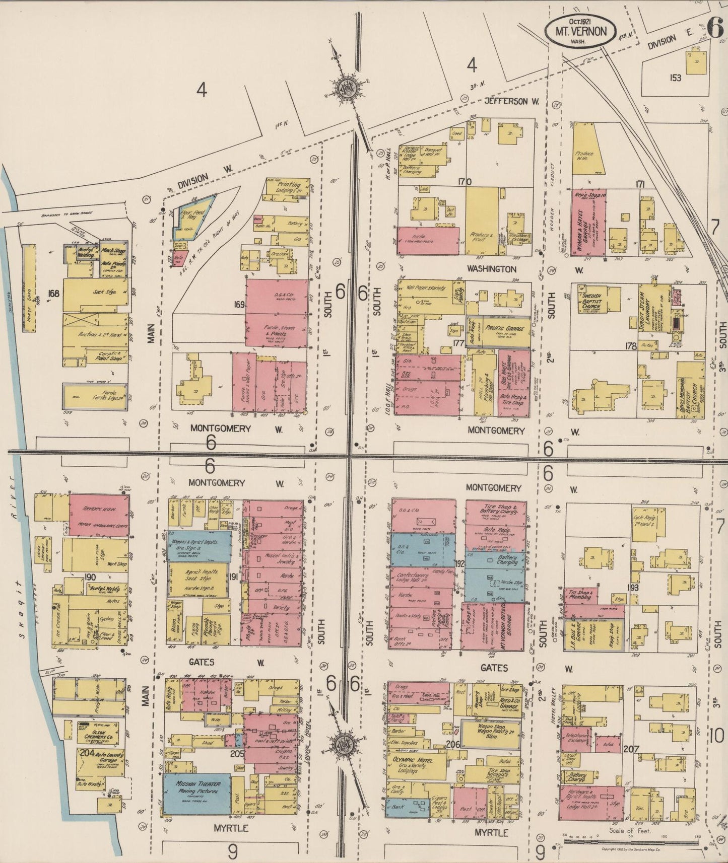 Sanborn Fire Insurance Map from Mount Vernon, Skagit County, Washington (1921), Sheet #0006 - Complete Map Set gallery image, historic Sanborn map, vintage wall art, Washington Washington