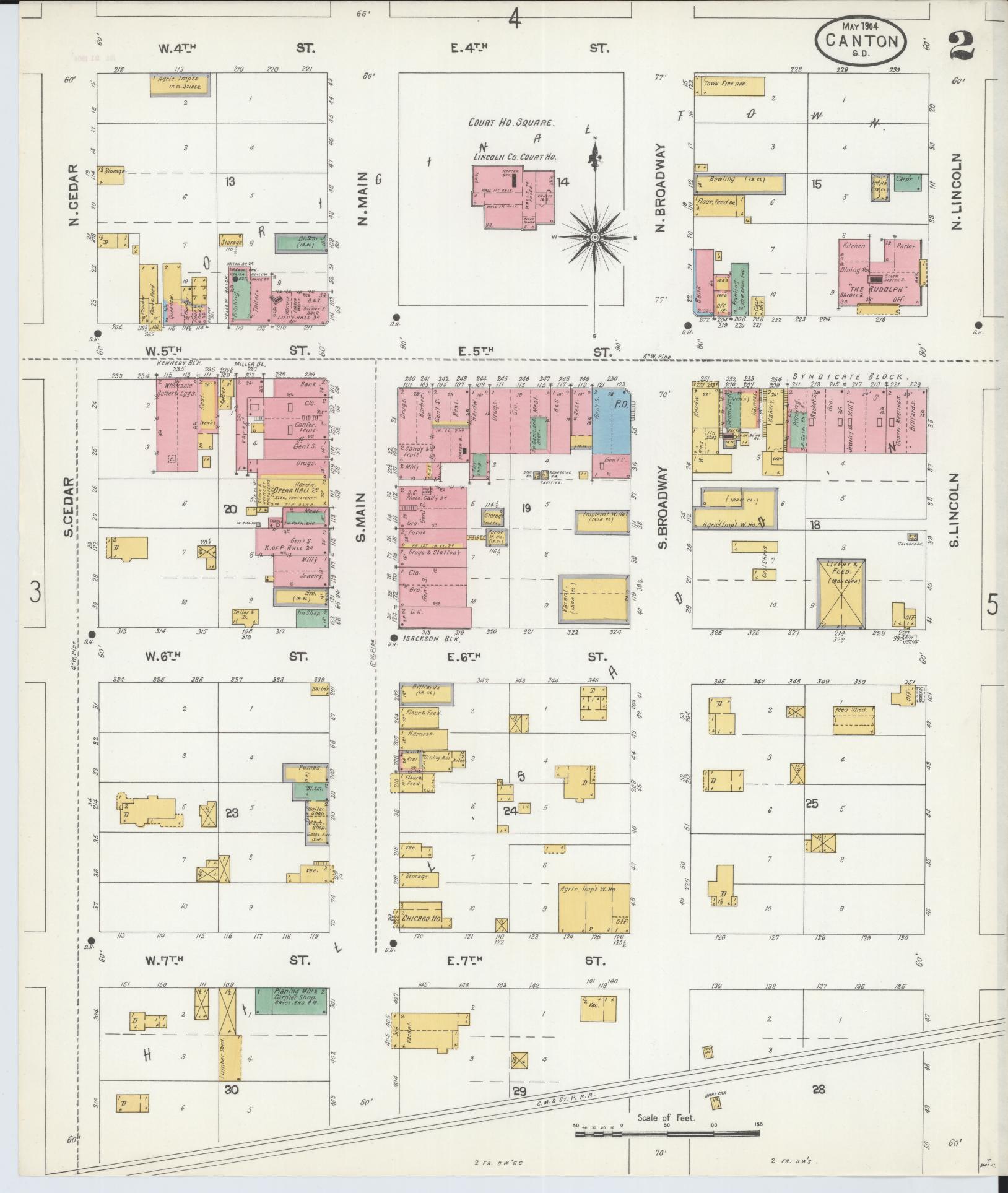 Sanborn Fire Insurance Map from Canton, Lincoln County, South Dakota (1904), Sheet #0002 - Complete Map Set gallery image, historic Sanborn map, vintage wall art, South Dakota South Dakota