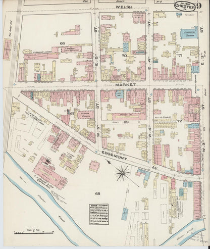 Sanborn Fire Insurance Map from Chester, Delaware County, Pennsylvania (1885), Sheet #0009 - Complete Map Set gallery image, historic Sanborn map, vintage wall art, Pennsylvania Pennsylvania