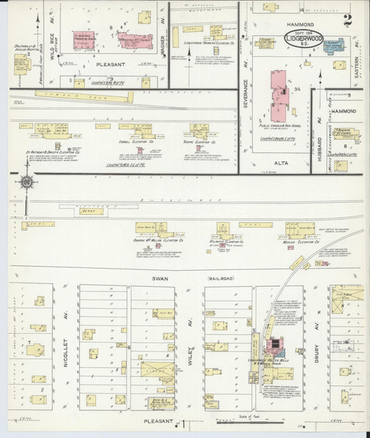 Sanborn Fire Insurance Map from Lidgerwood, Richland County, North Dakota (1914), Sheet #0002 - Historic Sanborn Fire Insurance Map Print, vintage old map wall art, antique decor, genealogy gift, North Dakota North Dakota map