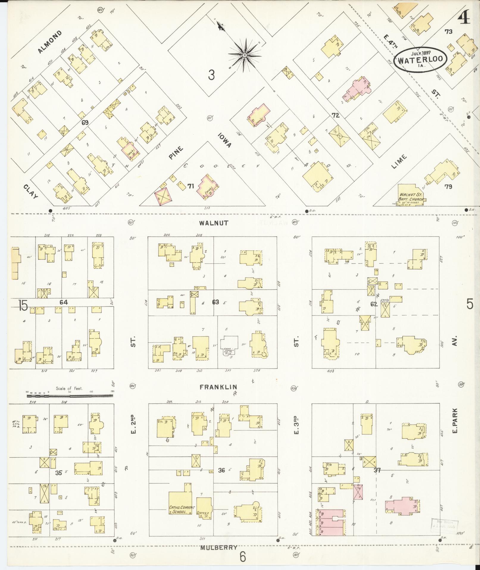 Sanborn Fire Insurance Map from Waterloo, Black Hawk County, Iowa (1897), Sheet #0004 - Historic Sanborn Fire Insurance Map Print