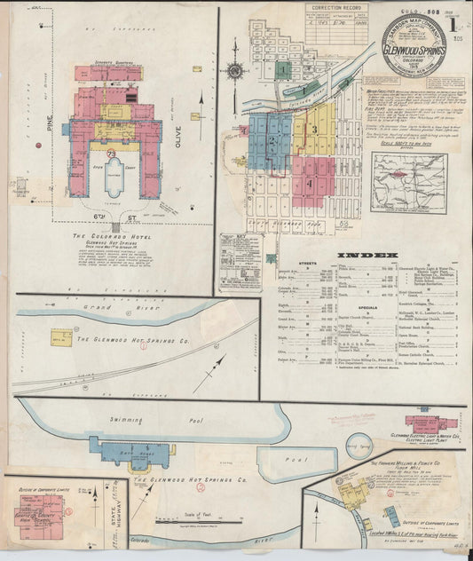 Sanborn Fire Insurance Map from Glenwood Springs, Garfield County, Colorado. (1943) – Historic Sanborn Fire Insurance Map Print